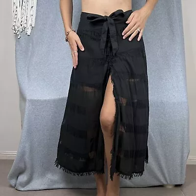 New Tigerlily Despina Skirt Size S Black Midi Boho Bohemian Peasant Hippie NWT • $59