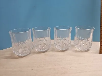 4 Vintage Crystal D’Arques Longchamp  Old Fashioned Shot - Whiskey Glass  2 1/4” • $29
