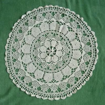 Vintage Machine Crocheted Cotton Table Centre - 15.5  Diameter • $6.15