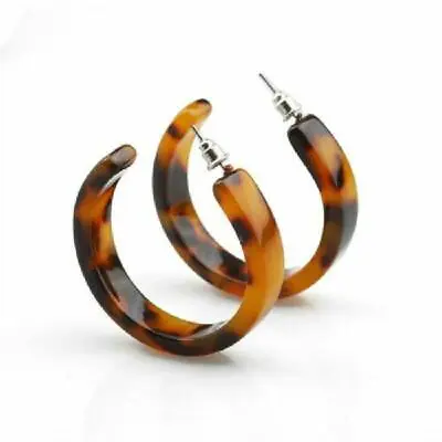 £3.95 • Buy Acrylic Marbled Earring Leopard Round Hoop Earrings Women Tortoise Shell Jewelry