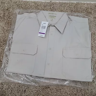 Cabelas Shirt Mens Beige Tan Stonewash Canvas Cotton Hunting Outdoor NEW 2XL • $19.95