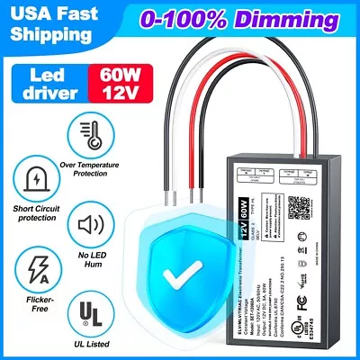 12V LED Driver Dimmable Power Supply Transformer Compatible With LUTRON& Leviton • $28.49