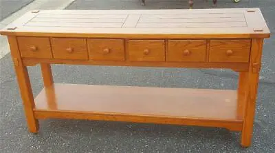 Vintage Wood Veneer Buffet Table With Two Drawers - VGC- NICE STURDY TABLE • $199.99