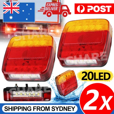 $16.95 • Buy 2X LED Square Tail Light 12V Trailer Truck Number Taillight STOP/BRAKE Lights AU