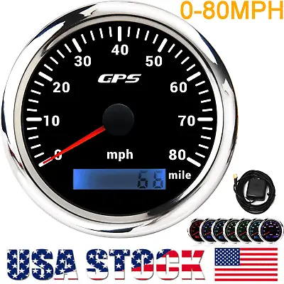 $51.42 • Buy 85mm Waterproof GPS Speedometer Odometer 0-80MPH Gauge For Marine Boat Car Truck