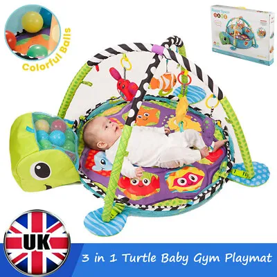 3 In 1 Turtle Baby Gym  Activity Play Floor Mat Ball Pit & Toys Babies Playmat • £23.90