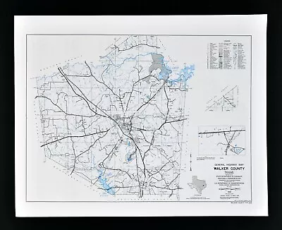 Texas Map Walker County Huntsville New Waverly Riverside Livingston Reservoir   • $9.99