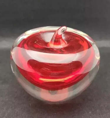 Vtg Murano Art Glass Sommerso Apple Paperweight Clear Glass Red Center PB204/18 • $89.99