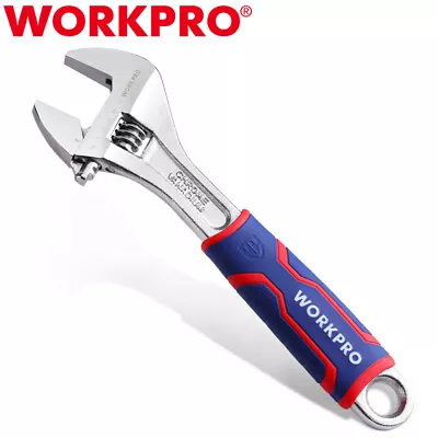 WORKPRO (250mm) 10inch Adjustable Wrench Cr-V Wide Jaw Opening Wrench Metric/SAE • $21.99