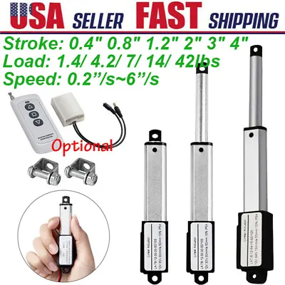 12V Electric Micro Mini Linear Actuator 0.4  0.8  1.2  2  3  4  Fast Speed 6 /s • $20.99