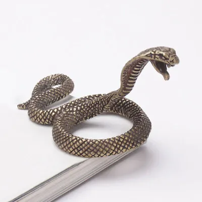 Antique Bronze Cobra Boa Snake Statue Miniature Figurines Copper Zodiac 35*70mm • $10.99