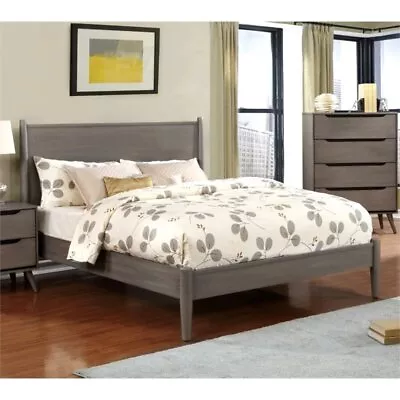 Furniture Of America Belkor Mid-Century Queen Panel Bed In Gray • $652.26