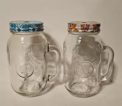 2 Country Drinking Jar  24 Oz With Multi Color Lids.  No Straws. • $9.99