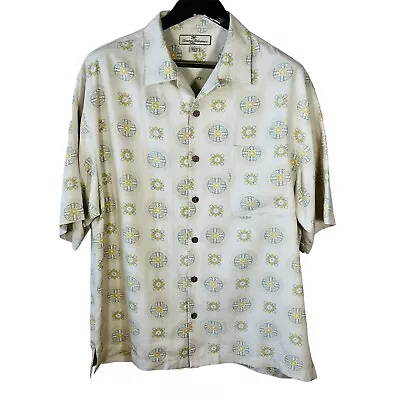 Tommy Bahama Mens Size L 100% Silk Short Sleeve Button Up Floral Camp Shirt • $25