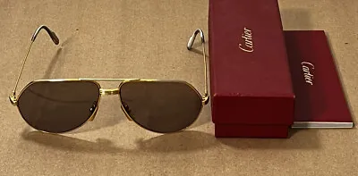 $666.61 • Buy Vintage 1983 Cartier Aviator Santos Sunglasses 62 14 Made In France W/ Case