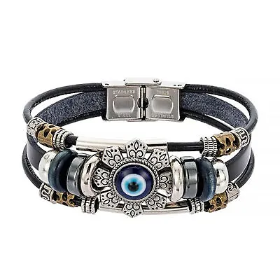 New Lucky Eye Turkish Evil Eye Bracelets Men Women Punk Style Flower Handmade • $16.09