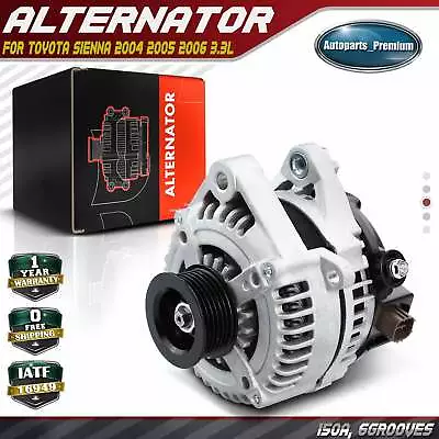 Alternator For Toyota Sienna 2004 2005 2006 V6 3.3L 150 Amp/12 Volt CW 6-Groove • $149.99