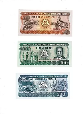 Mozambique  Three  Notes  1983-1986  Unc • $5.23