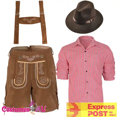 Deluxe Mens Lederhosen Oktoberfest Costume Octoberfest Bavarian German Beer Hat  • $35.46