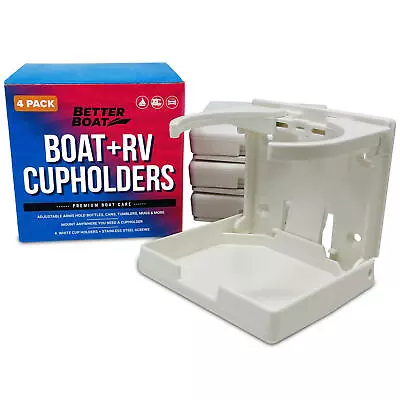 Boat Cup Holder White Set Of 4 Folding Boat Cup Holders For Drinks Wall • $19.19