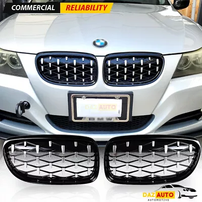 Gloss Black Front Diamond Kidney Grill For BMW E90 E91 330i 335i Sedan LCI 09-11 • $32.98