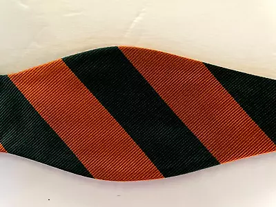 Bow Tie Men Silk ORANGE GREEN Stripe SELF TIE Bowtie MIAMI HURRICANES • $14.99