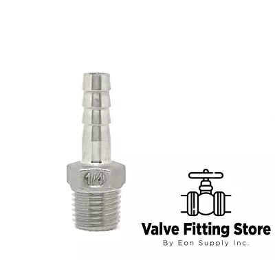 1/4  Hose Barb Adapter X 1/4  NPT Stainless Steel 316 Hosetail Hose Nipple • $3.56