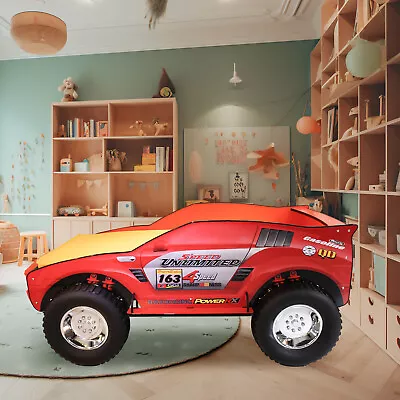 Unlimited Speed Jeep Bed For Kids W/LightsChild Bedroom Bed FrameTwin Size Red • $579