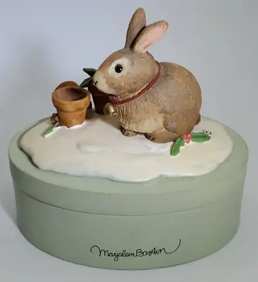 Marjolein Bastin Bunny / Rabbit In The Snow With Holly Trinket Box • $18.95