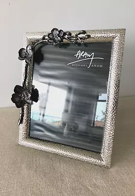 MICHAEL ARAM Black Orchid Photo Frame 8x10 Hammered Polished Nickel NWOB • $130