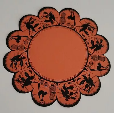 Vintage Halloween Paper Doily 10  Round Orange & Black Collectible 1950s Party • $29.99