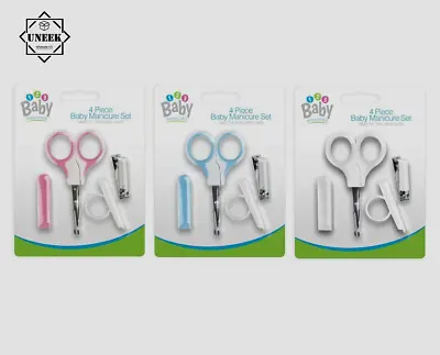 TODDLER 4Pc  MANICURE SET BABY Nail Clippers Safety Scissors File 0+ Months  UK • £3.62