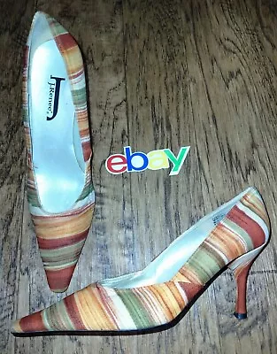 J Renee’ Women Sz 8.5M Burnt Orange Maroon Multicolor Gradient Textile Heels • $29.99