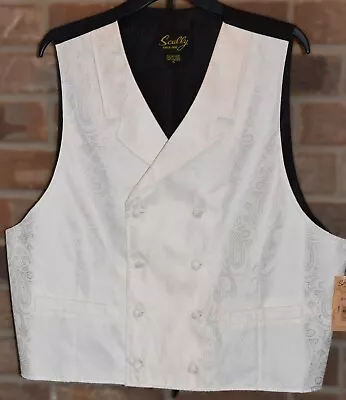 Scully Vest XL Extra Large Ivory Paisley Double Breasted 8 Button Western NWT • $44.87