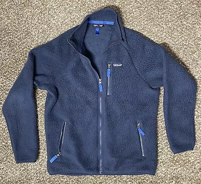 Patagonia Men's Retro Pile Fleece Jacket Size Large Navy Blue 22801 • $57