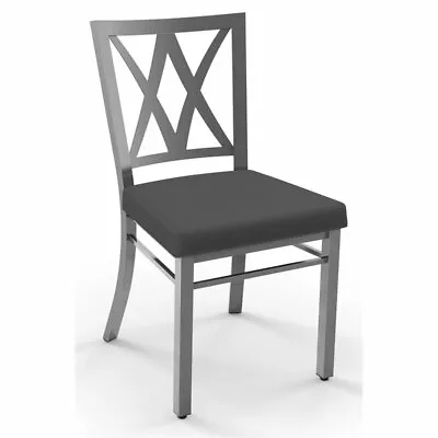 Amisco Washington 34  Faux Leather And Metal Dining Chair In Black/Glossy Gray • $279.99