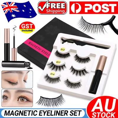 Magnetic False Eyelashes Natural Eye Lashes Extension Liquid Eyeliner Tweezer • $5.45