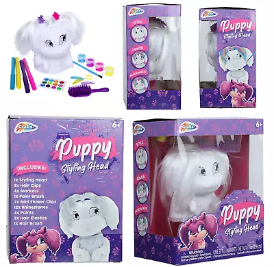 Puppy Hair Styling Head With Accessories Kids Girls Hairstyling Doll Toy Playset • £7.45