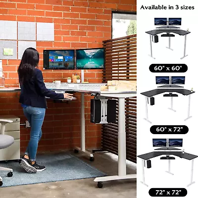 Powerlift L-Shaped Standing Desk Electric Height Adjustable Corner Desk • $1058.94