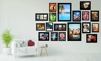 [Pack Of 18] Black Frameset Multi Picture Frames Memories Storage Multi Sizes • £42.99