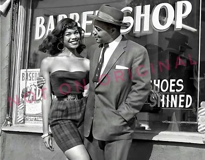 Vintage 1960's Photo Reprint Of African American Black Man Woman At Barber Shop • $9.50