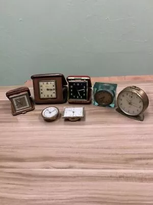 Lot Of 7 Vintage Assorted Portable Travel Alarm Clock For Parts Or Repair • $27.64