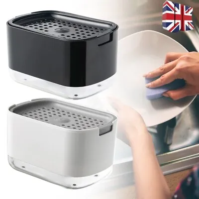 Kitchen Soap Liquid Hand Press Pump Dispenser Washing Sponge Caddy Holder New • £7.41