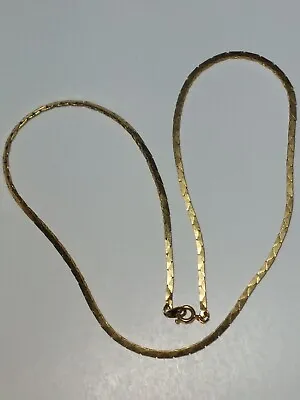 Womens Mens Necklace Gold Tone 18 Inch Long 1/8 Inch Width Flat Chain • $9.99