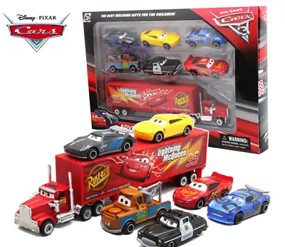 7 Disney Pixar Cars Lightning Mcqueen Mater Jackson Police Car Truck Diecast Toy • $24.26