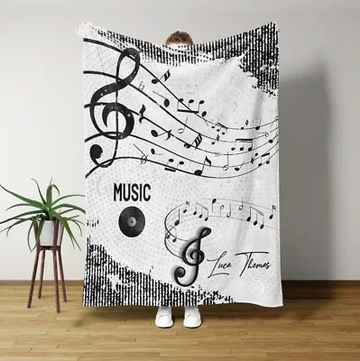 Custom Music Blanket With Name Sheet Music Blanket Music Lover Blanket Music • $48.99