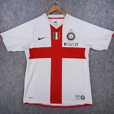 Inter Milan Football Shirt Mens Medium White 2007/08 Away Kit Centenary Italian • £69.95