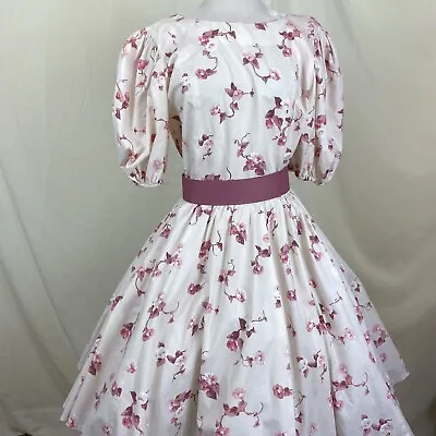 Square Dance DRESS Belt Ivory Pink Floral   • $89