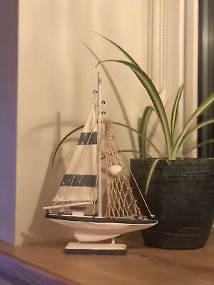 £5.50 • Buy Wooden Ornamental Sailing Boat Nautical Home Accessory
