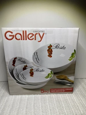 $49.34 • Buy Tabletops 365 Ceramic Gallery 5 Pc Italian Gourmet Pasta Service Set NIB New